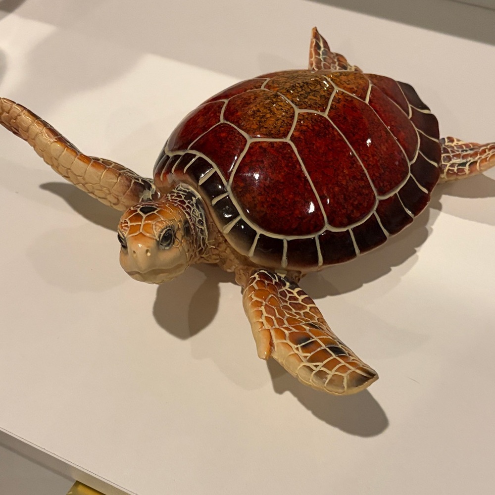 Decorative Red and Brown Turtle Figurine